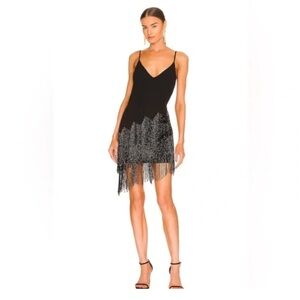 NBD Revolve Annika Black Fringe Dress With Beads size M Medium